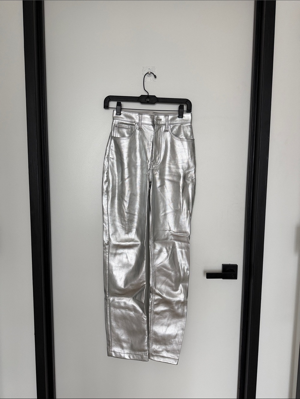 Abercrombie & Fitch Metallic Silver Straight Leg Jeans